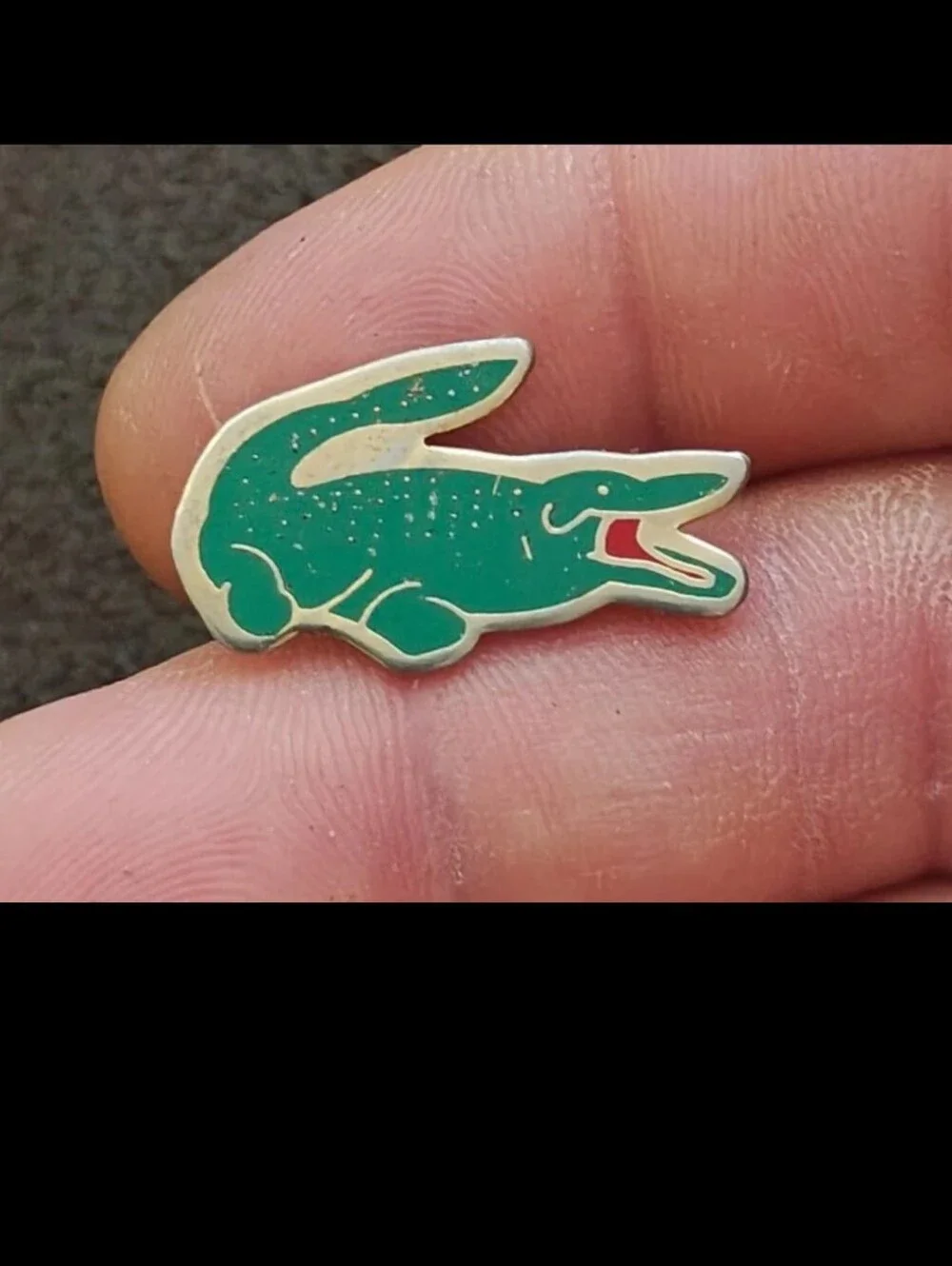 1980s Rare & Hard To Find Lacoste Gold Tone Enamel Crocodile Cloisonné Pin